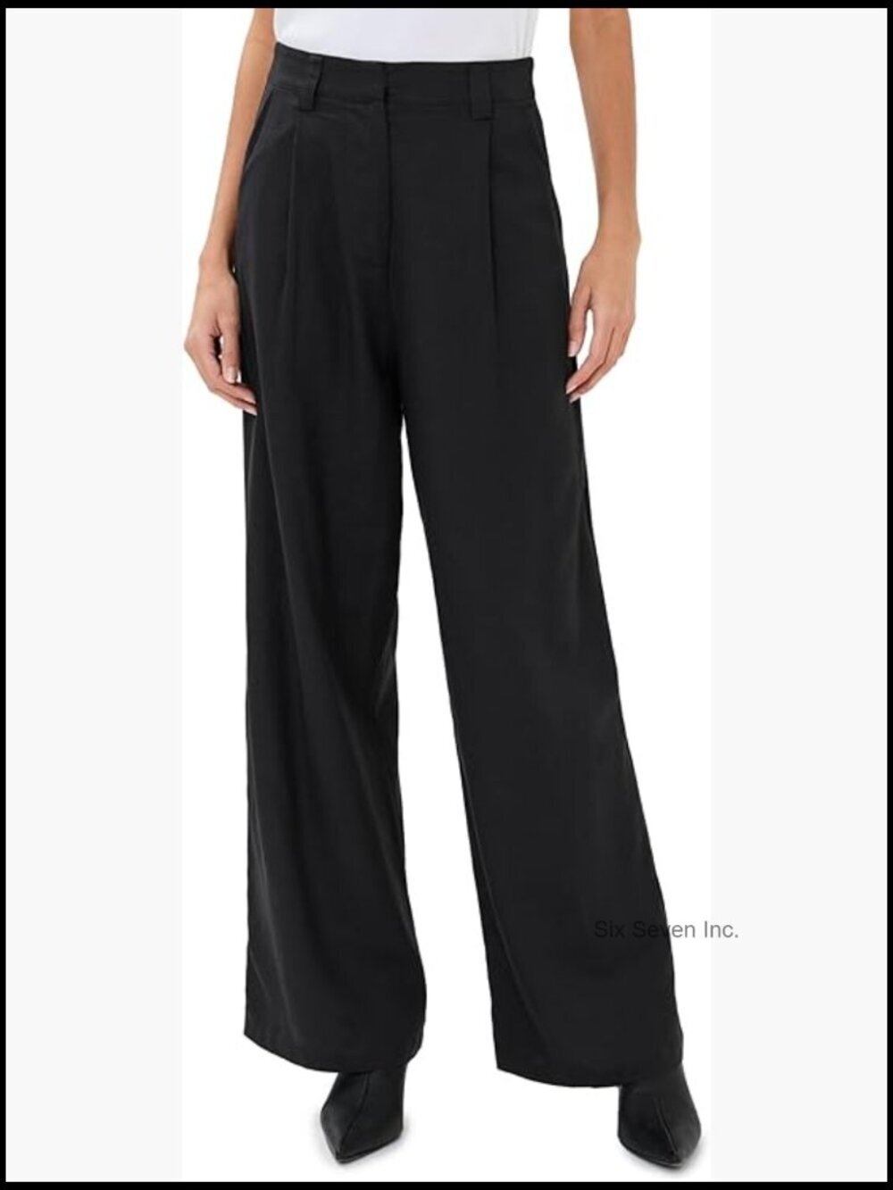 Mid-Weight Linen Pleated Waist Wide Leg Pants